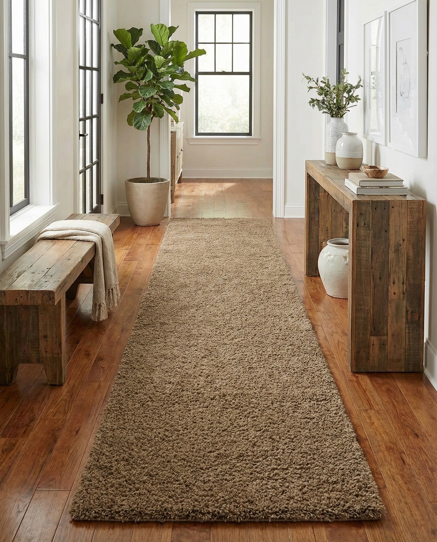 2' 7 x 19' 8 Solid Shag Runner Rug