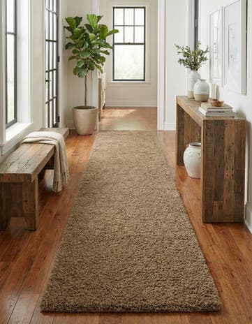 2' 7 x 19' 8 Solid Shag Runner Rug