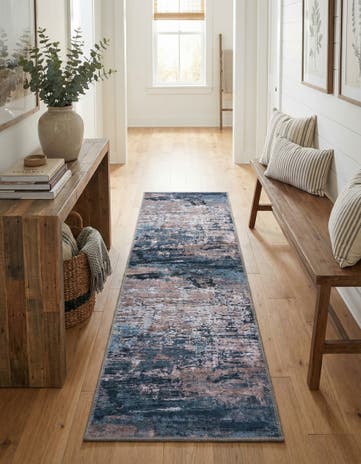 Blue and Beige Yara Runner Rug