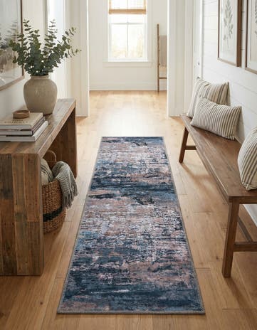 Blue and Beige Yara Runner Rug