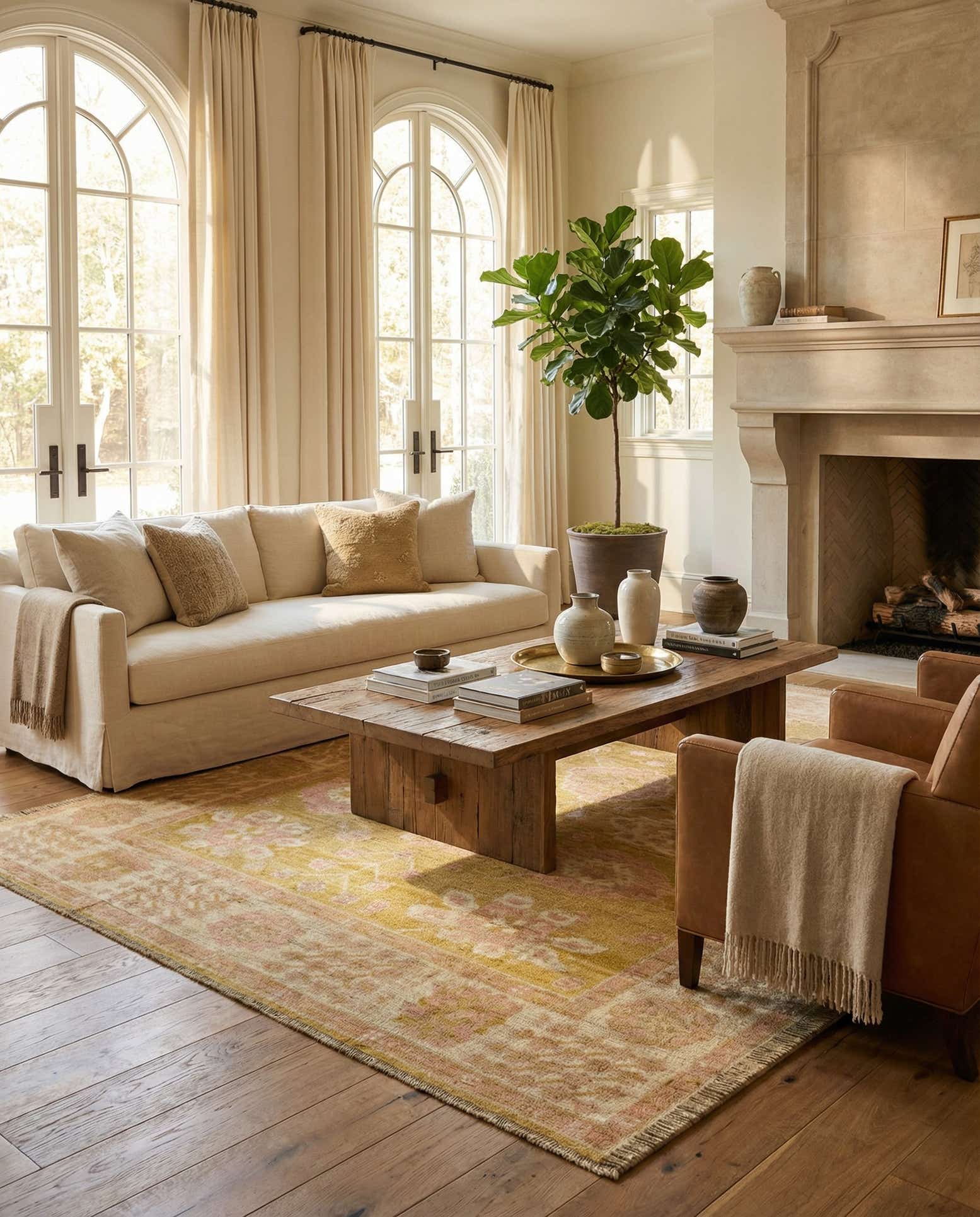 9' 1 x 12' Hand Knotted Oushak Wool Rug