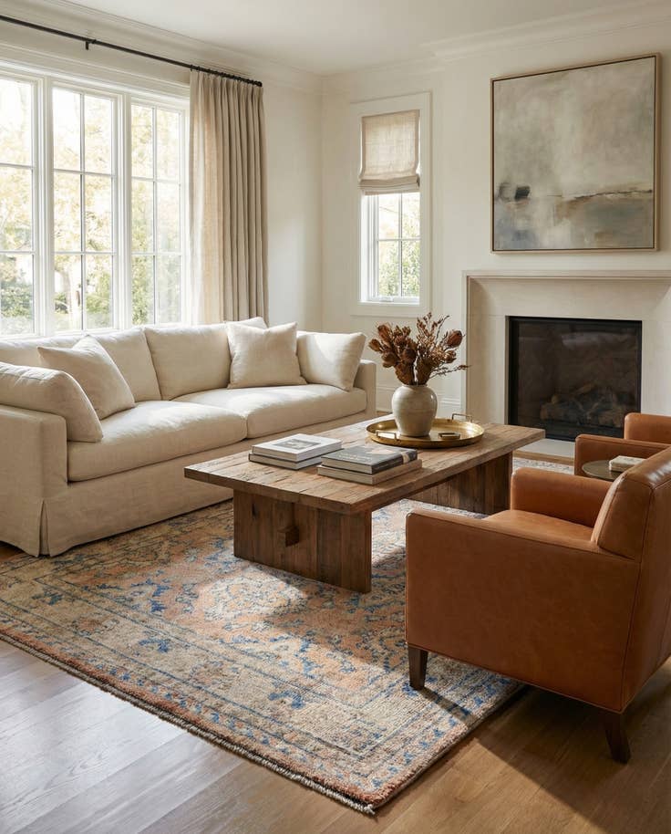 Detail image of 5' 2 x 6' 11 Hand Knotted Oushak Wool Rug