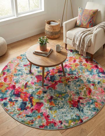 Washable Theia Round Rug