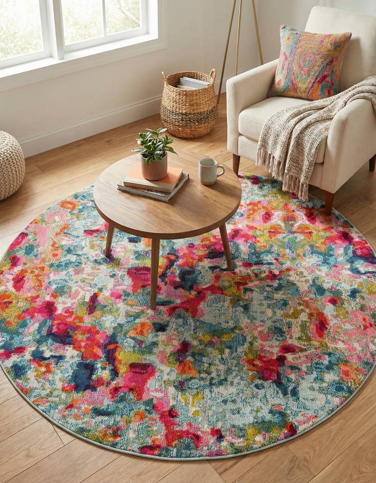 Detail image of 6' x 6' Washable Theia Round Rug