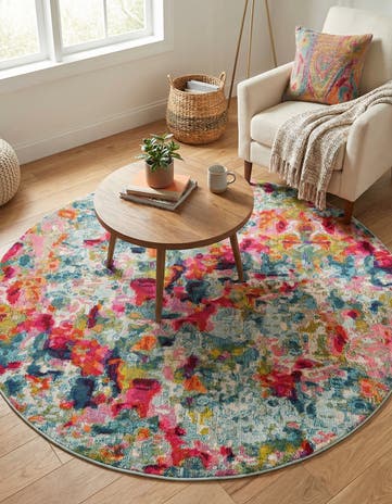 Washable Theia Round Rug