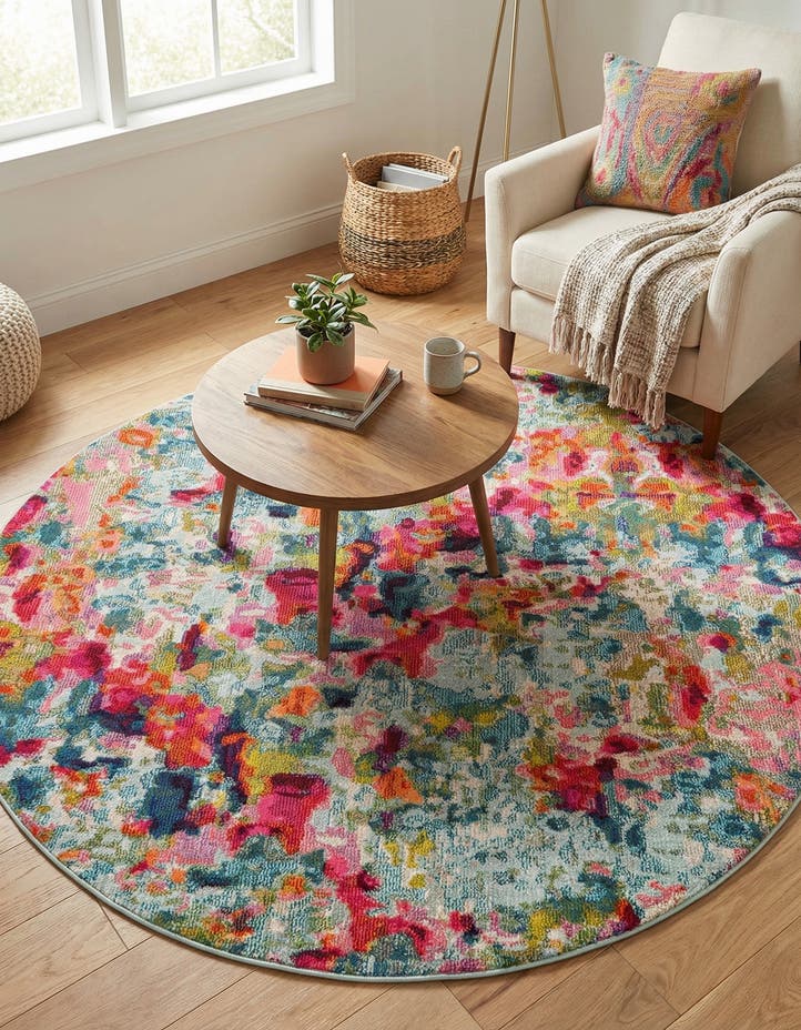 6' x 6' Washable Theia Round Rug