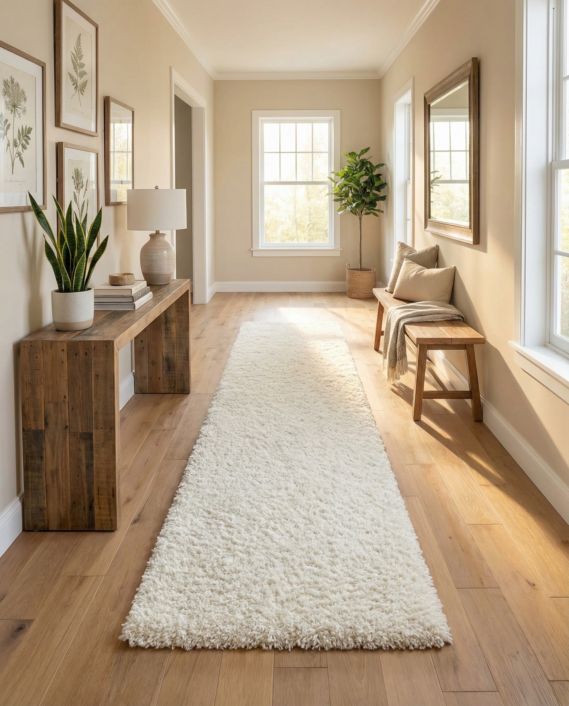 2' 7 x 16' 5 Solid Shag Runner Rug