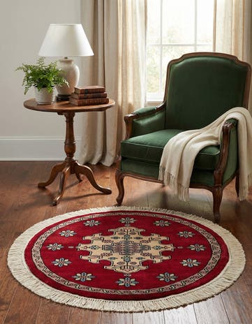 2' 7 x 2' 8 Hand Knotted Bokhara Oriental Wool Round Rug