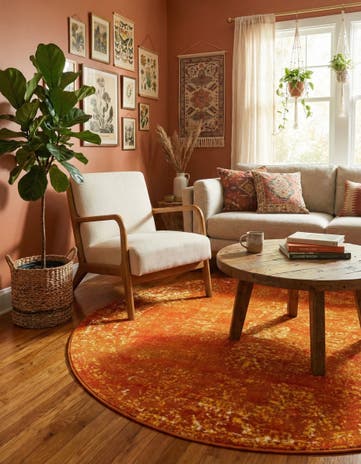 Orange Monaco Round Rug