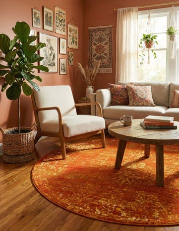 Orange Monaco Round Rug