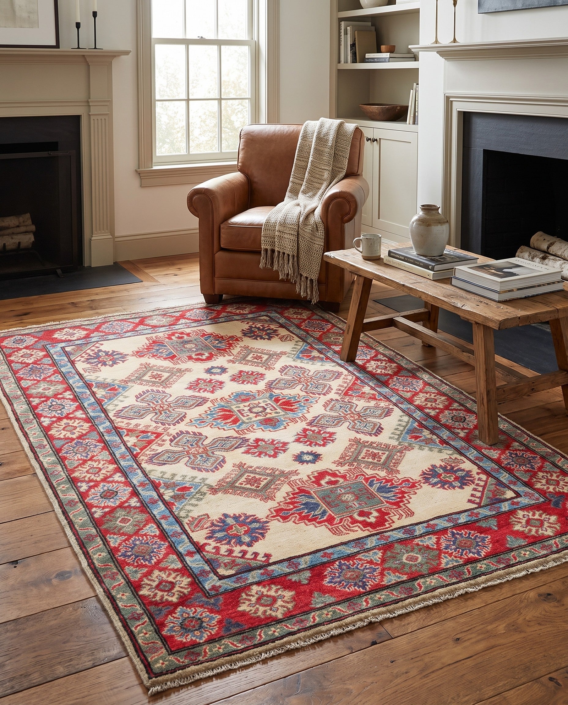 4' 8 x 7' Hand Knotted Kazak Rug