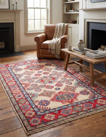 4' 8 x 7' Hand Knotted Kazak Rug