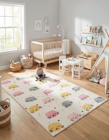 5' 3 x 8' Cats Whimsy Kids Rug