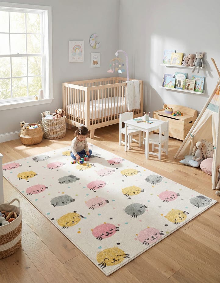 5' 3 x 8' Cats Whimsy Kids Rug