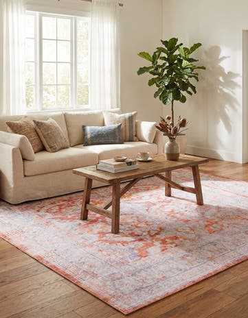 Rust Red Washable Timeless Square Rug