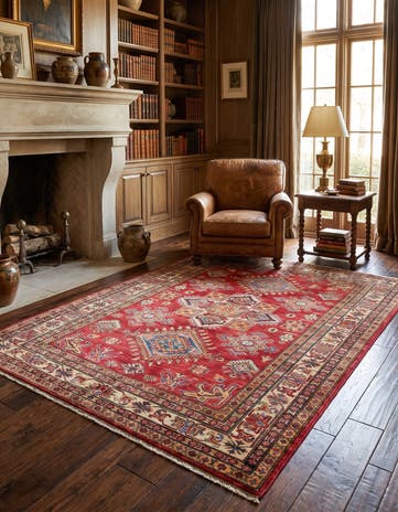 4' 11 x 7' 5 Hand Knotted Kazak Rug