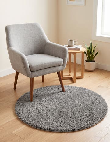 3' 3 x 3' 3 Solid Frieze Round Rug