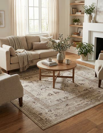 Ivory Miranda Square Rug