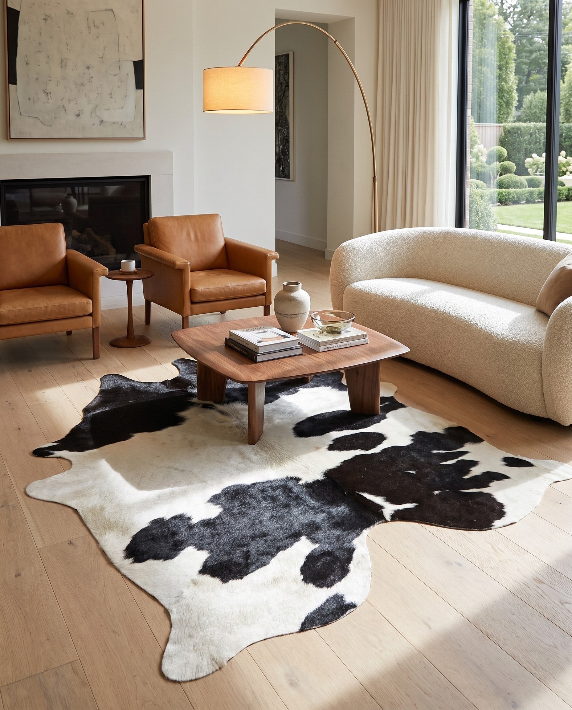 5' 6 x 6' 2 Cowhide Leather Square Rug