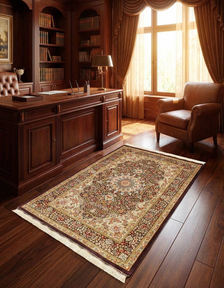 Detail image of 3' 3 x 5' Ghom Silk Rug