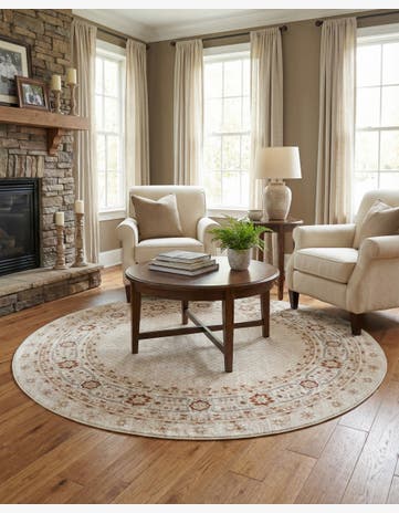 Ivory Charlotte Round Rug