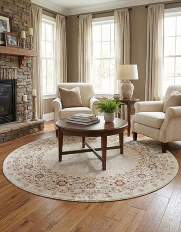 Ivory Charlotte Round Rug