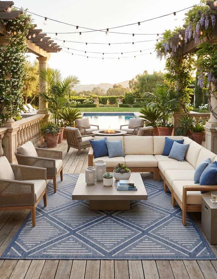 Detail image of 7' 10 x 10' Easy-Clean Trellis Indoor / Outdoor Rug