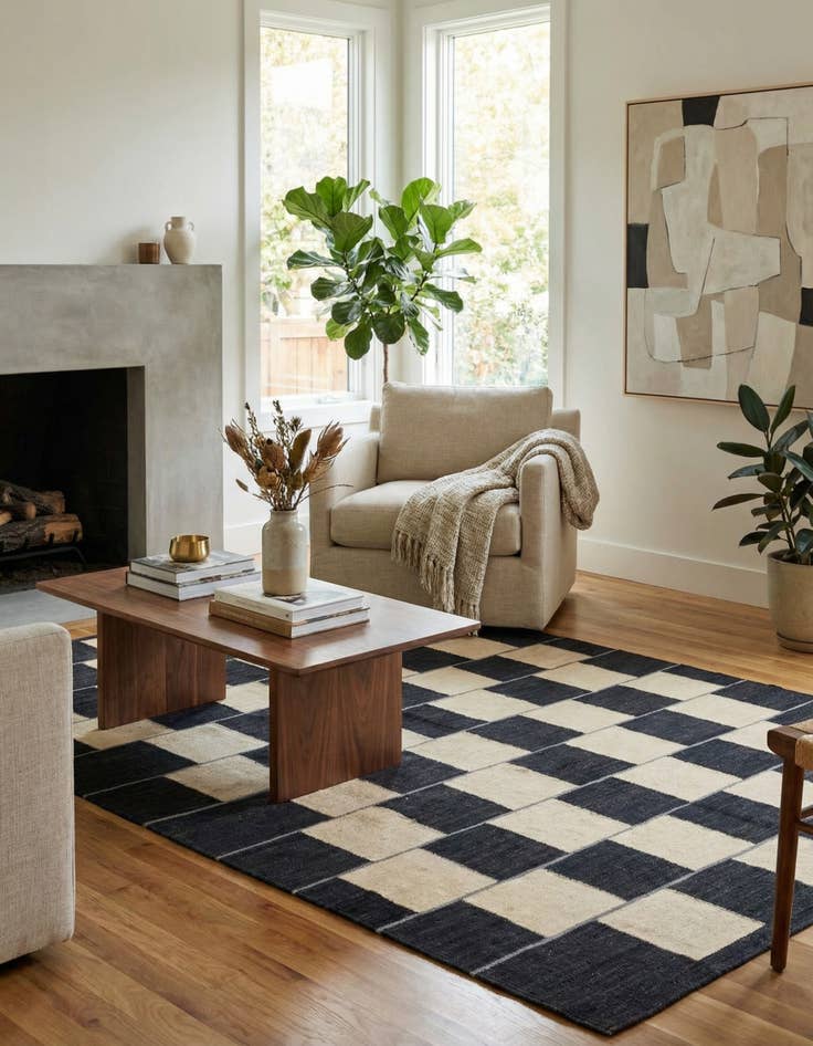 Detail image of 5' x 6' 5 Hand Woven Kilim Modern Wool Square Rug