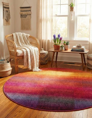 Washable Hyacinth Round Rug