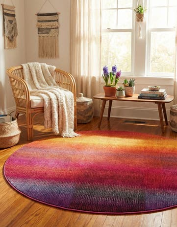 Washable Hyacinth Round Rug