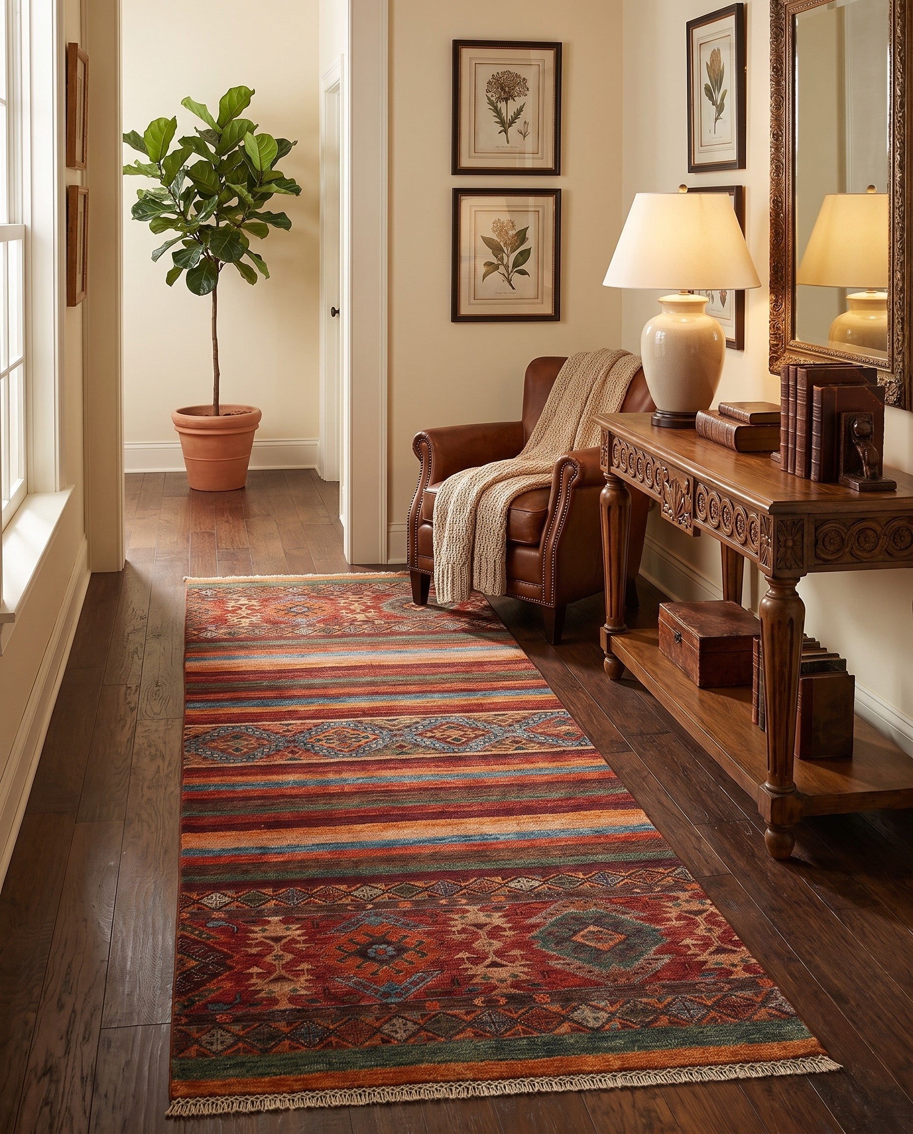 2' 7 x 6' 11 Hand Knotted Kazak Runner Rug