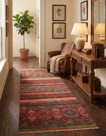 2' 7 x 6' 11 Hand Knotted Kazak Runner Rug