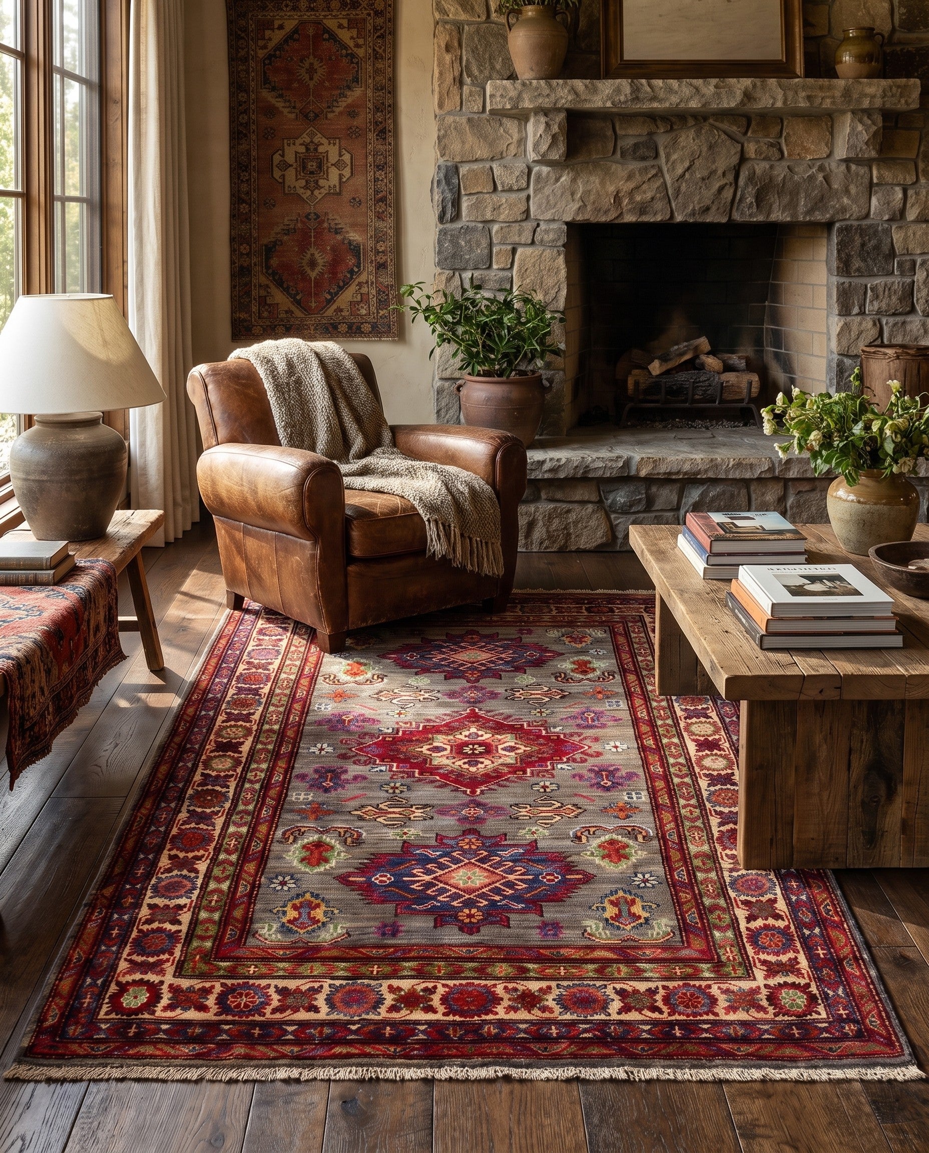 3' 5 x 5' Hand Knotted Kazak Rug