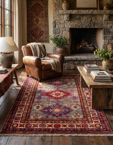 3' 5 x 5' Hand Knotted Kazak Rug
