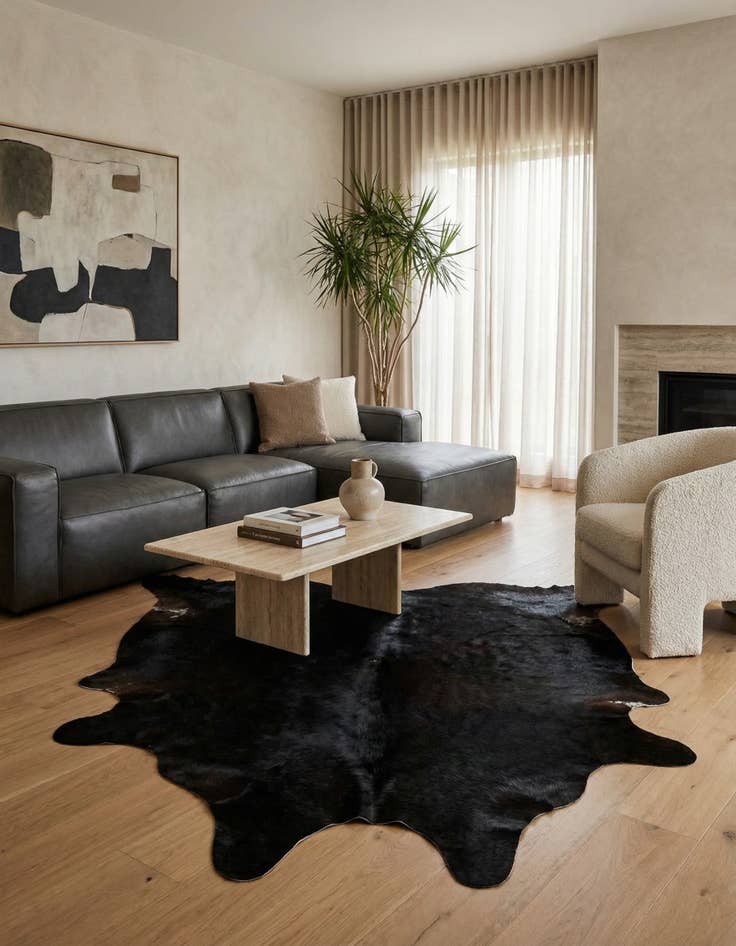 Detail image of 5' 1 x 5' 11 Cowhide Leather Rug