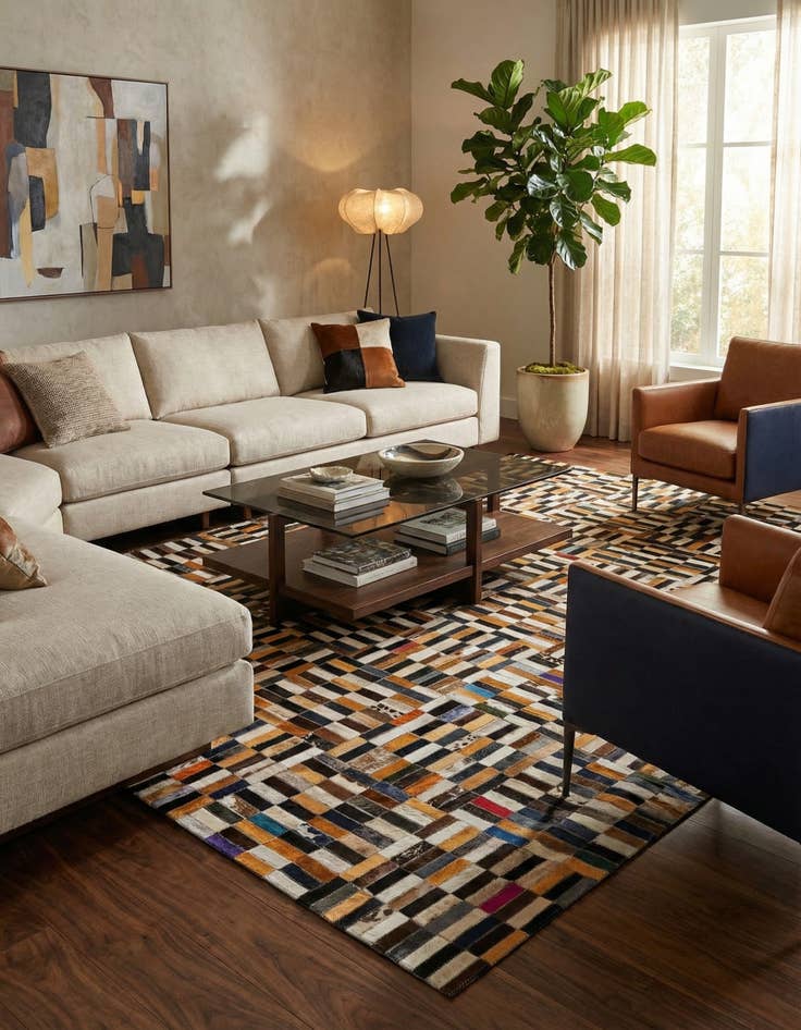 Detail image of 4' 11 x 7' 11 Cowhide - Patchwork Rug