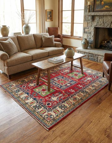 4' x 6' 1 Hand Knotted Kazak Rug