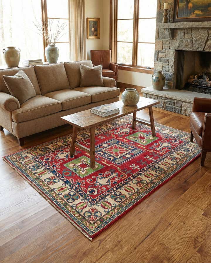 4' x 6' 1 Hand Knotted Kazak Rug