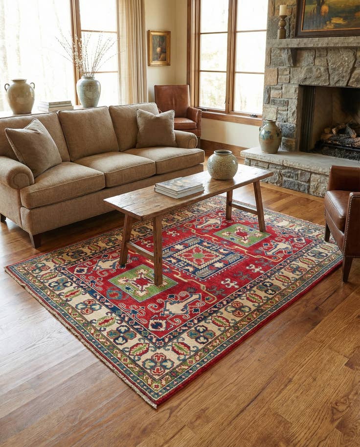 Detail image of 4' x 6' 1 Hand Knotted Kazak Rug