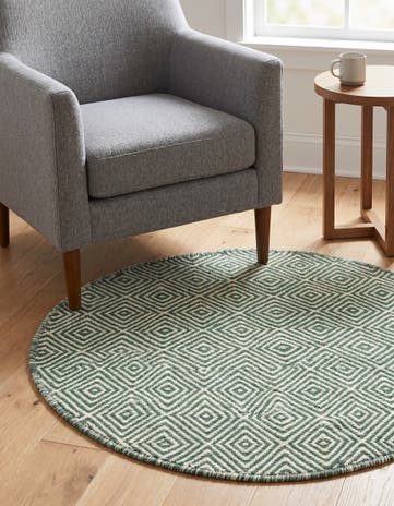 3' 1 x 3' 1 Geo Trellis Flatweave Round Rug