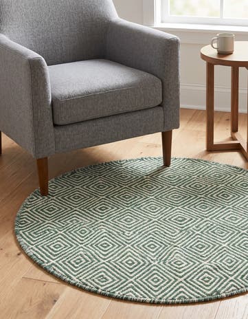 3' 1 x 3' 1 Geo Trellis Flatweave Round Rug