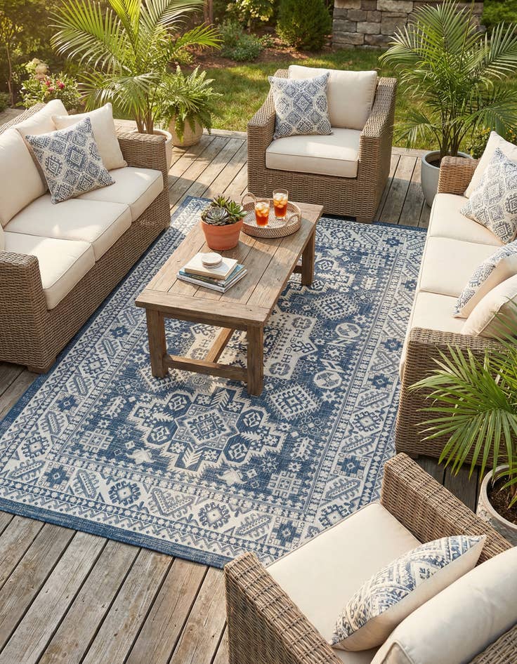 Detail image of 6' x 9'  Washable Aztec Indoor / Outdoor Rug