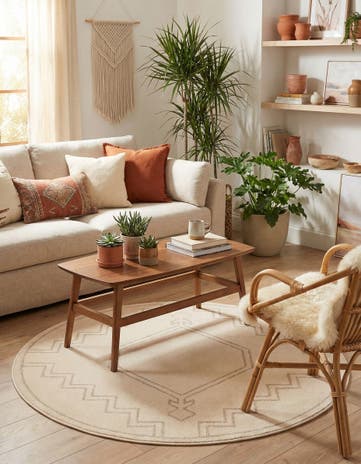 Ivory Contour Round Rug