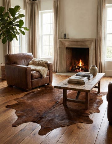 5' 11 x 6' 9 Cowhide Leather Rug