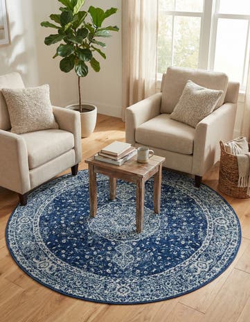 Navy Blue Dover Round Rug
