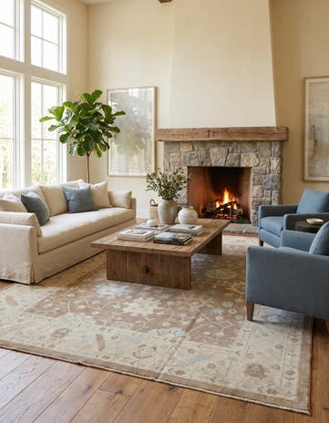 9' 11 x 13' 10 Hand Knotted Oushak Wool Rug