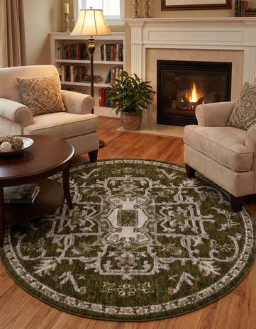 Green Grand Tradition Round Rug