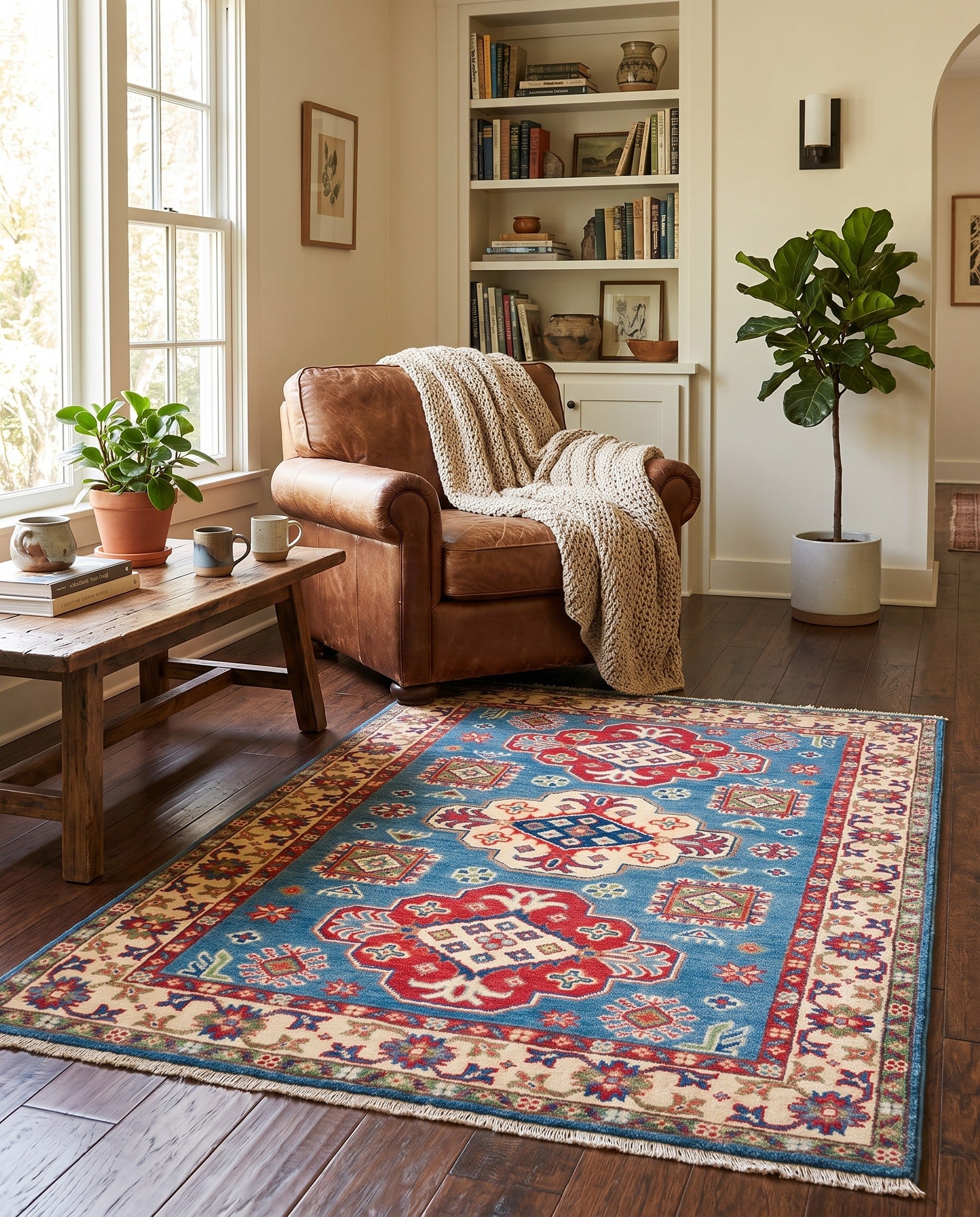 3' 2 x 4' 11 Hand Knotted Kazak Rug