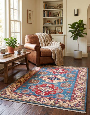 3' 2 x 4' 11 Hand Knotted Kazak Rug