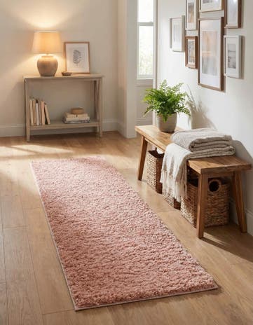 Rose Pink Everyday Shag Runner Rug
